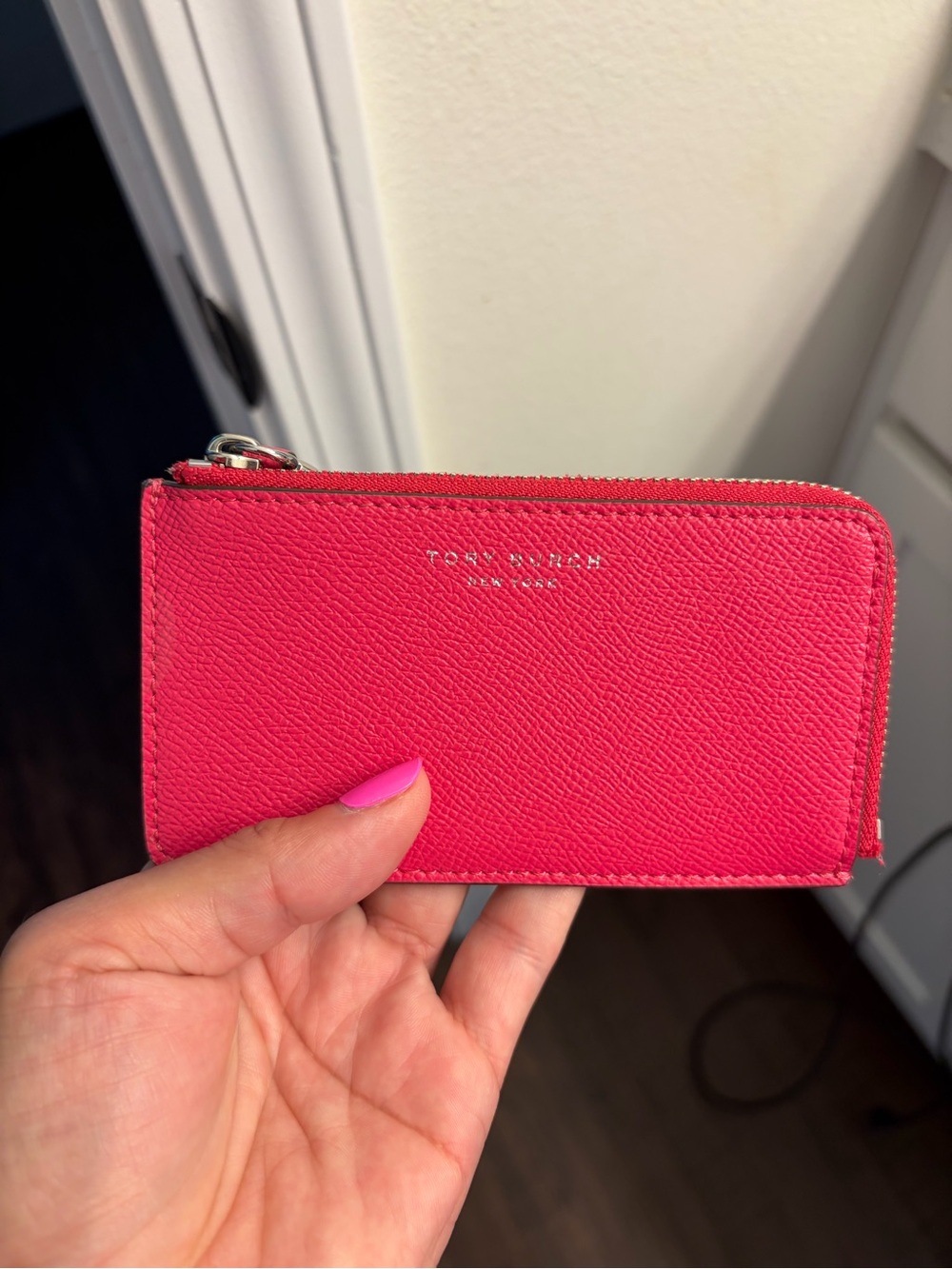 Tory Burch Hot Pink Zip Card Case